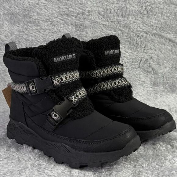 MUK LUKS Wren Boot Women's 6.5 Winter Snow Boot Black Water Repellent Bootie - Picture 1 of 10